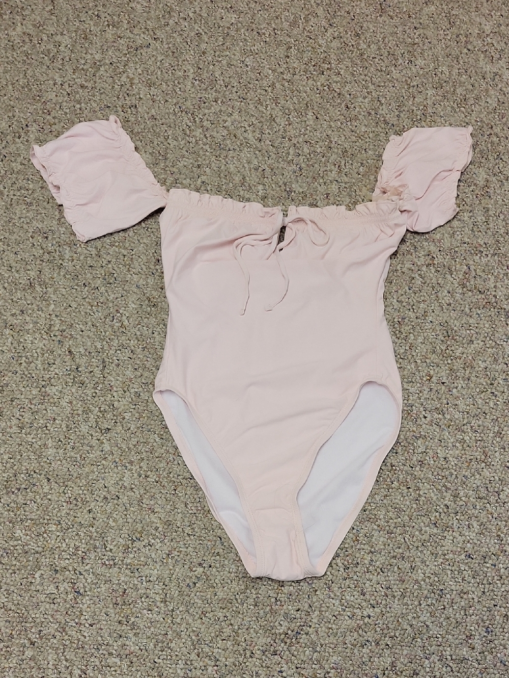 Sea Angel Pale Pink Speing Fling Ruffle Off-Shoulder One Pc Swimsuit New Beach